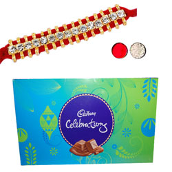 Stone Rakhi - SR-9160 Single Rakhi), Cadbury celebrations Gift box